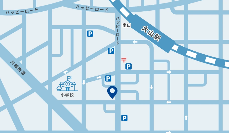 ファミリー歯科大山駅前院の地図イラスト